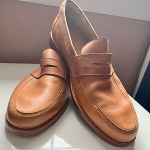 Adelante Luca Chestnut Tan Leather Penny Loafers Size 16D